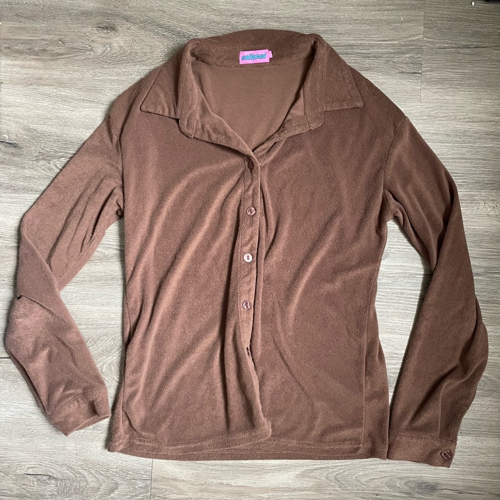Edikted Brown Abby Terry Shirt